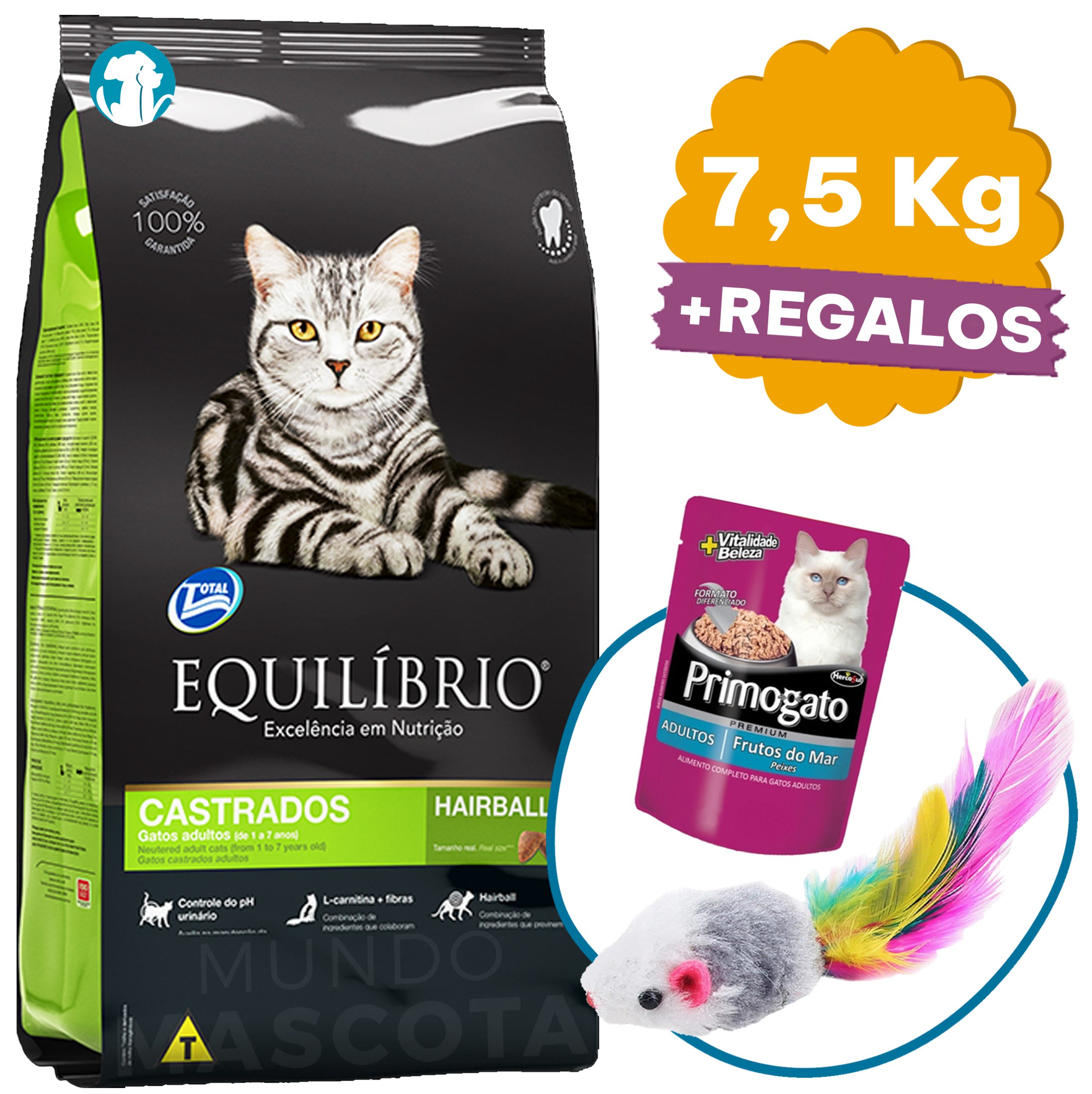 Equilibrio Gato Adulto Castrado Hairball Control 7 5 Kg Mundo Mascota