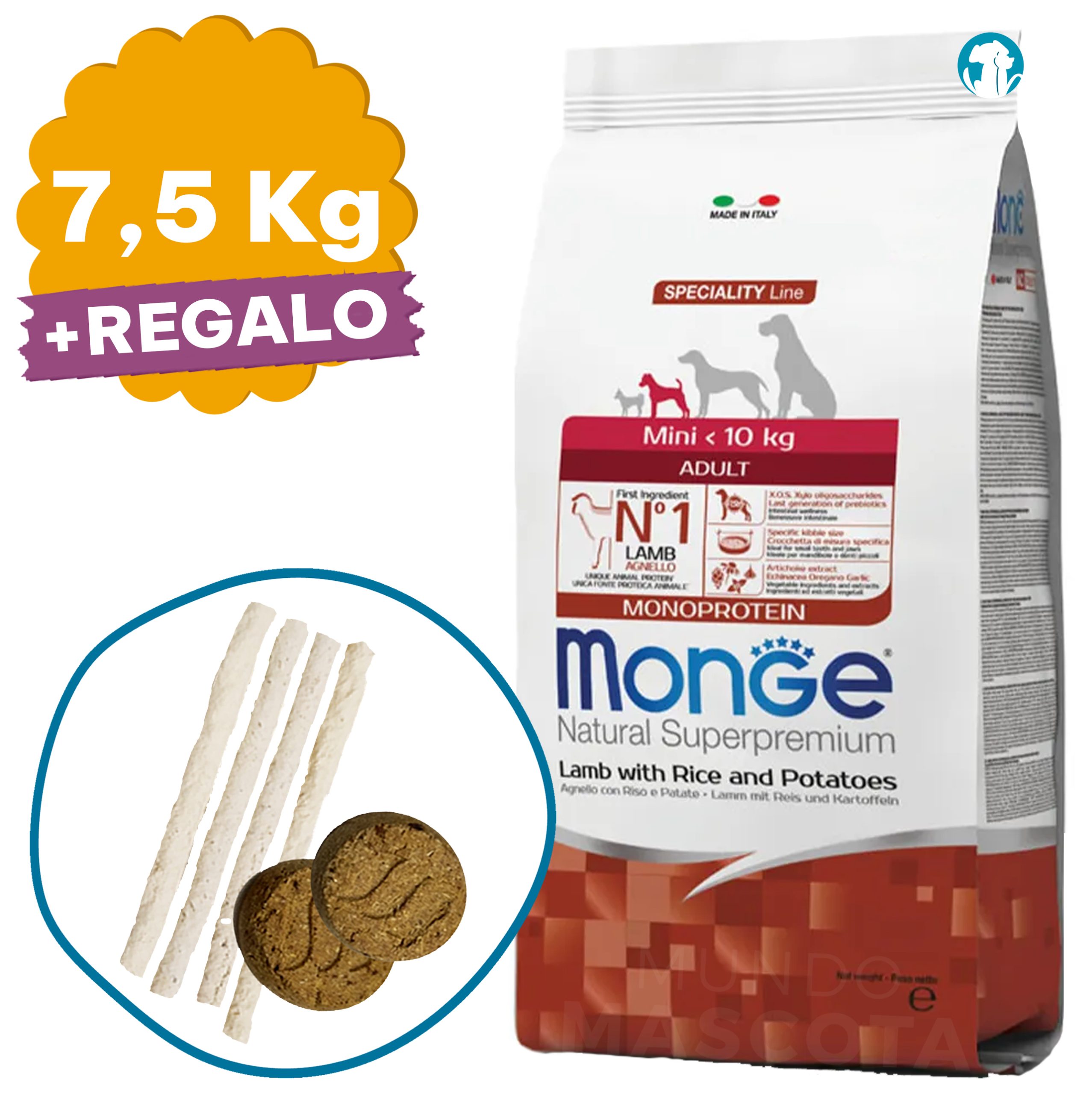 Monge Monoprotein Perro Adulto Raza Pequeña Sabor Cordero Y Arroz 7 5