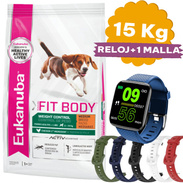 Eukanuba Perro Adulto Fit Body Control De Peso Raza Mediana 15 Kg - Imagen 2