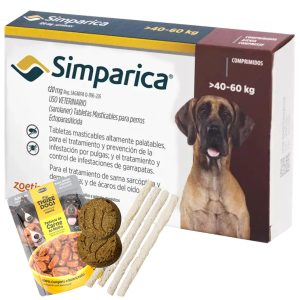 Simparica Antipulgas y Garrapatas 40 a 60 Kg / 3 Unidades