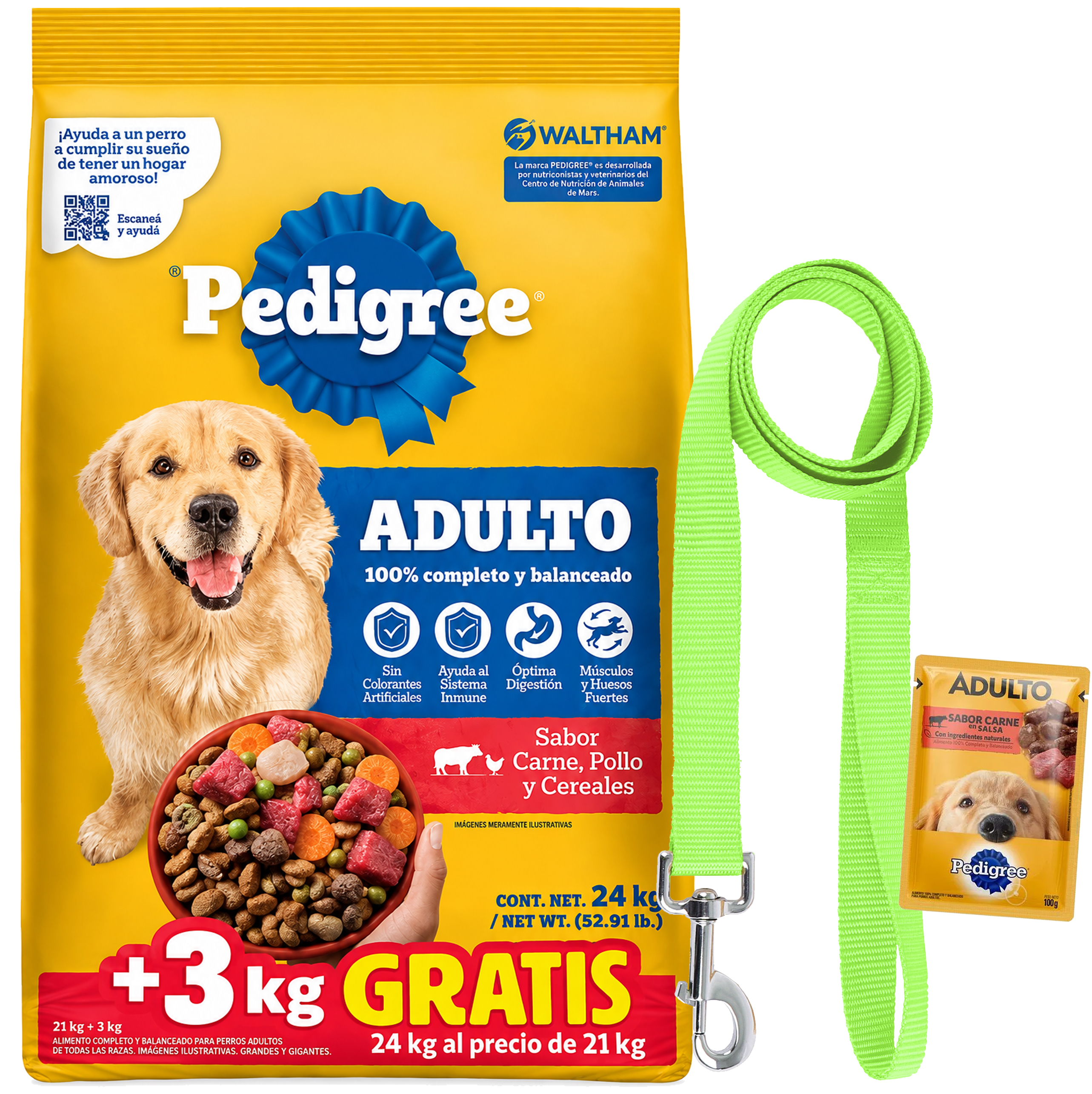 Pedigree Adulto Carne Pollo y Cereales 24 Kg