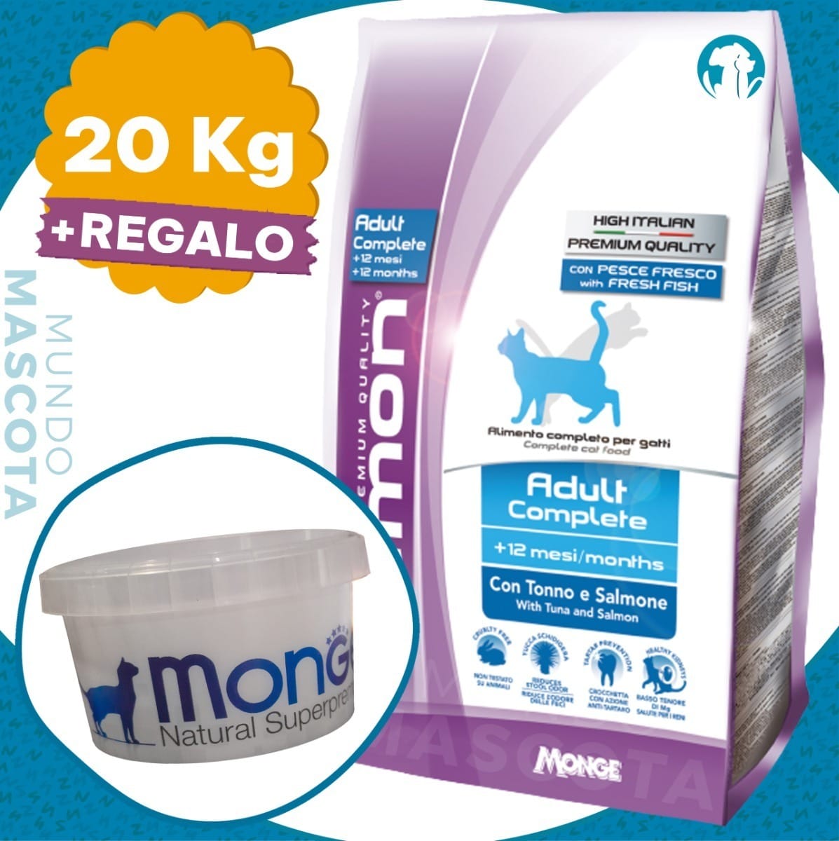 Gemon High Premium Gato Adulto Atún Y Salmón 20 Kg + Regalo