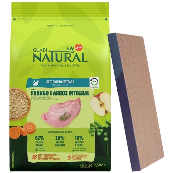 Guabi Natural Gato Adulto Castrado Sabor Pollo y Arroz 7,5 Kg