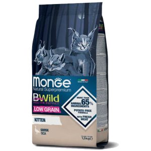 Monge BWild Low Grain Gato Cachorro/Kitten Ganso 1,5 kg