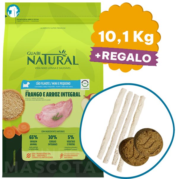 Guabi Natural Perro Cachorro Raza Mini y Pequeña 10,1 Kg / Sabor Pollo y Arroz