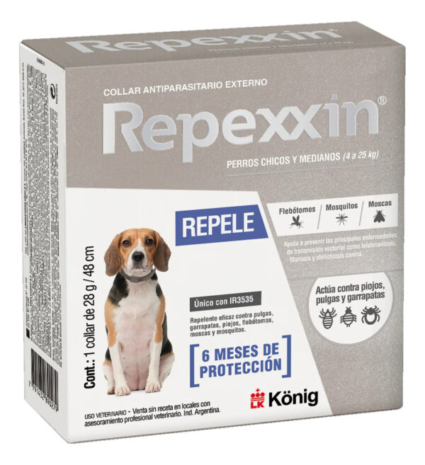 Collar Anti Pulga y Garrapata Repexxin 4 a 25 Kg (6 meses de protección)
