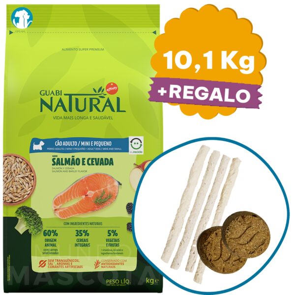 Guabi Natural Perro Adulto Raza Mini y Pequeña 10,1 Kg / Sabor Salmón y Cebada