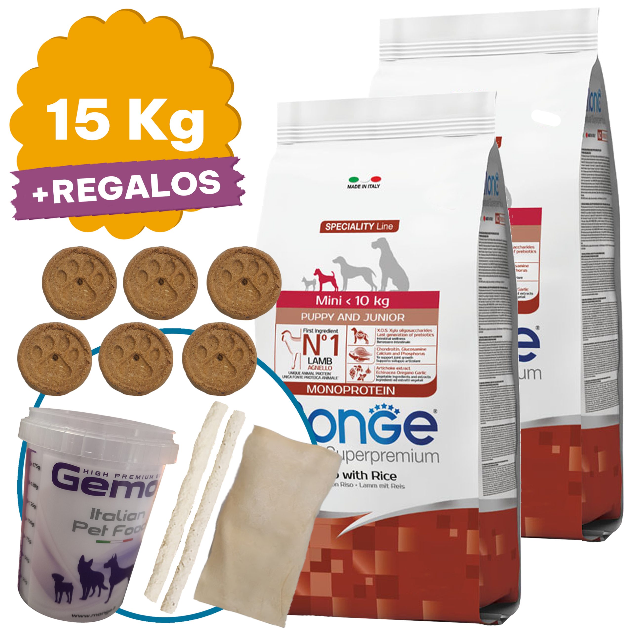 Monge Monoprotein Perro Cachorro Raza Pequeña Sabor Cordero Y Arroz 15 Kg
