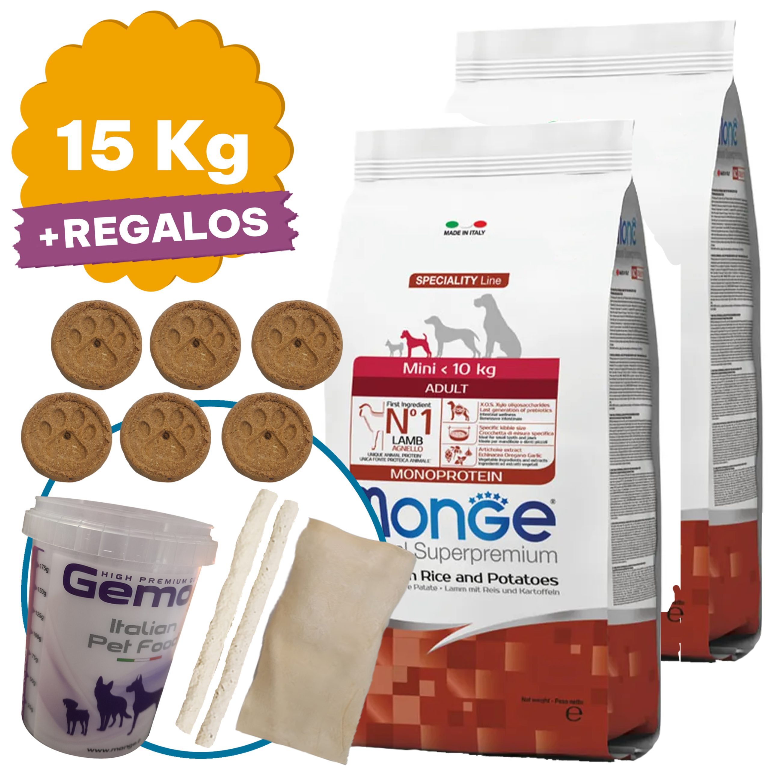 Monge Monoprotein Perro Adulto Raza Pequeña Sabor Cordero Y Arroz 15 Kg