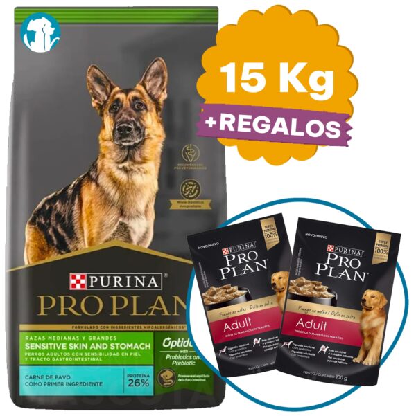 Pro Plan Sensitive Skin And Stomach Raza Mediana y Grande 15 Kg