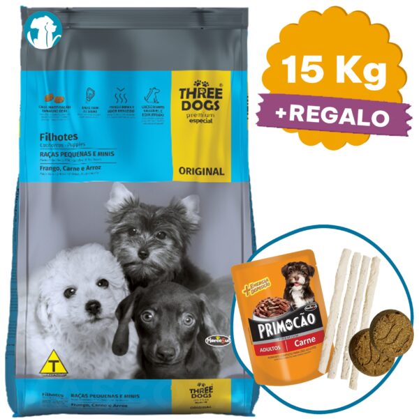 Three Dogs Original Cachorro Raza Pequeña 15 Kg