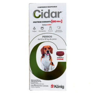 Pastilla Perro Antipulga Garrapata Cidar 6,1-12 Kg 60 Días