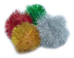 Pompón Brillante Gato Pawise X 4 / Colores Surtidos
