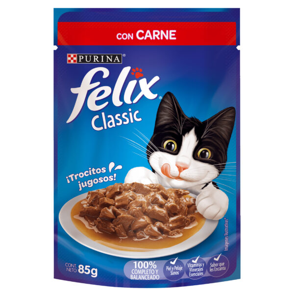 Pouch / Purina Felix Gato Adulto Sabor Carne 85 Grs