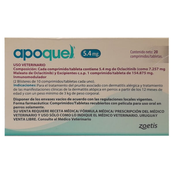 Apoquel 5,4 mg x 20 Comprimidos / Dermatitis Alérgica