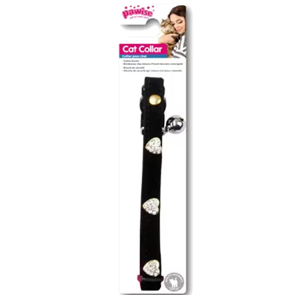 Collar Pawise Para Gatos Negro Con Corazones