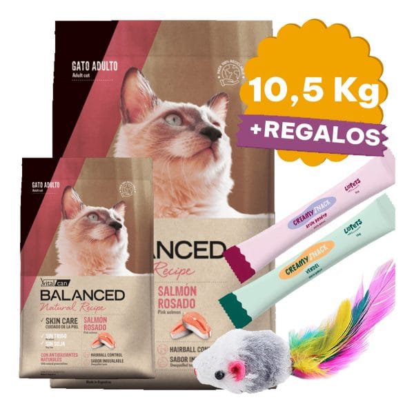 Balanced Natural Recipe Gato Adulto Salmón Rosado 10,5 Kg (7,5 + 3)