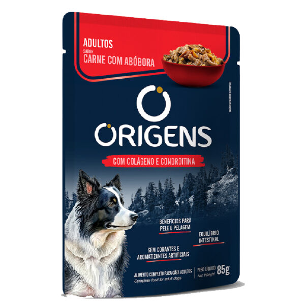 Pouch Origens Perro Adulto Sabor Carne Y Calabaza 85gr