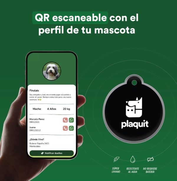 Chapita de Identificación Con Qr Para Mascotas Plaquit - Imagen 2