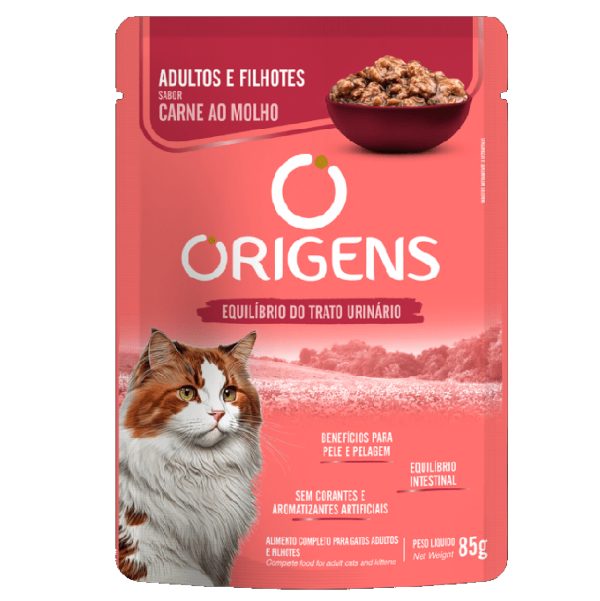 Pouch Origens Gato Adulto Y Cachorros Carne 85gr