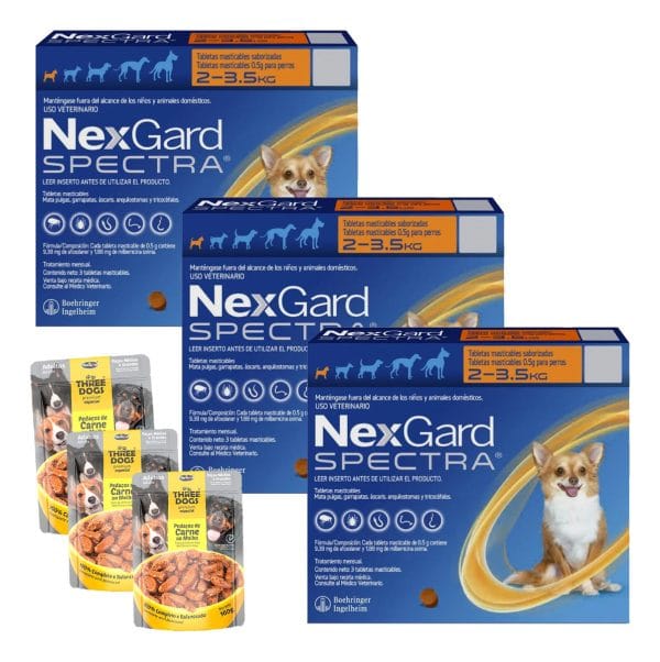 Nexgard Spectra 2/3,5 Kg Antiparasitario Interno Externo X3