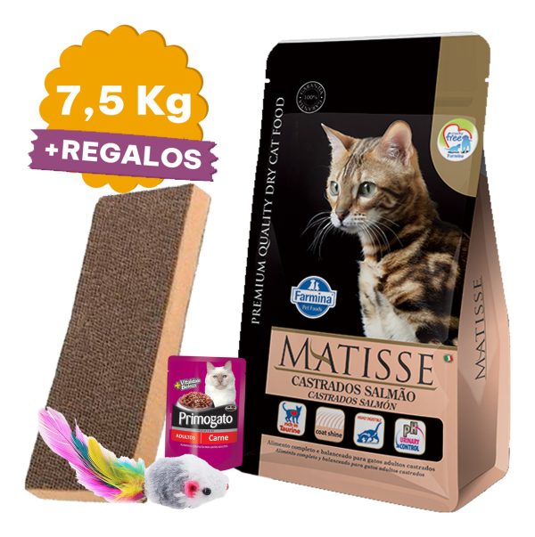 Alimento Matisse Gato Adulto Castrado Salmón 7,5 Kg + Obsequ - Imagen 2