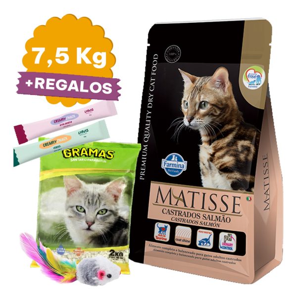 Alimento Matisse Gato Adulto Castrado Salmón 7,5 Kg + Obs