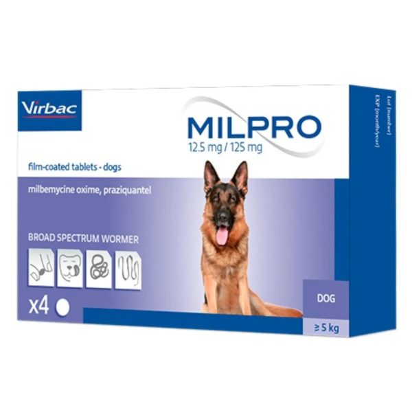 Milpro Desparasitante Perro Mayores 5 Kg X 4 Und.