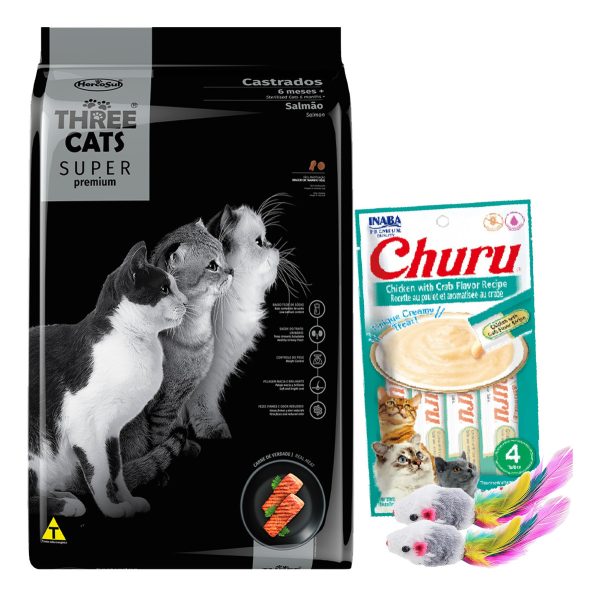 Alimento Three Cats Super Premium Castrado 15 Kg + Obsequio