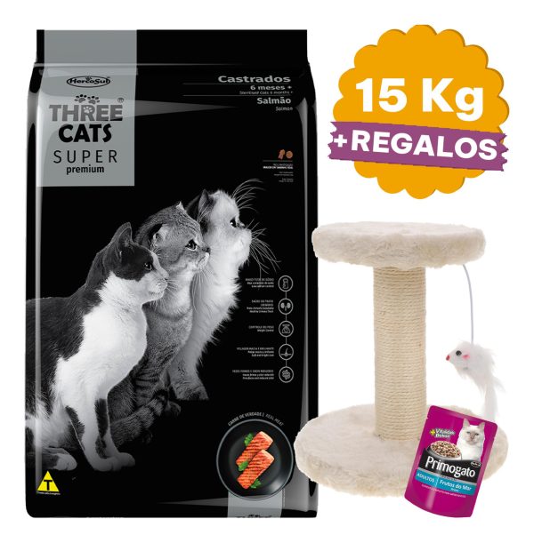 Alimento Three Cats Super Premium Adulto Castrado 15 Kg