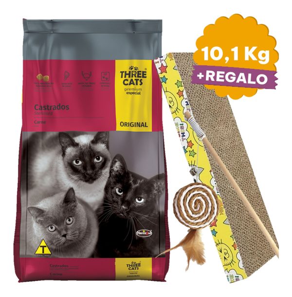 Alimento Three Cats Gato Castrado 10 Kg + Regalo + Envío - Imagen 2