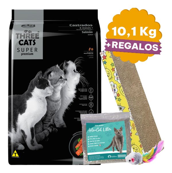 Alimento Three Cats Super Premium Castrado 10 Kg + Obsequio - Imagen 2