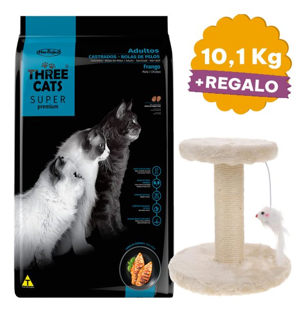 Three Cats Super Premium Castrado Bola De Pelos 10 Kg + Rega - Imagen 2