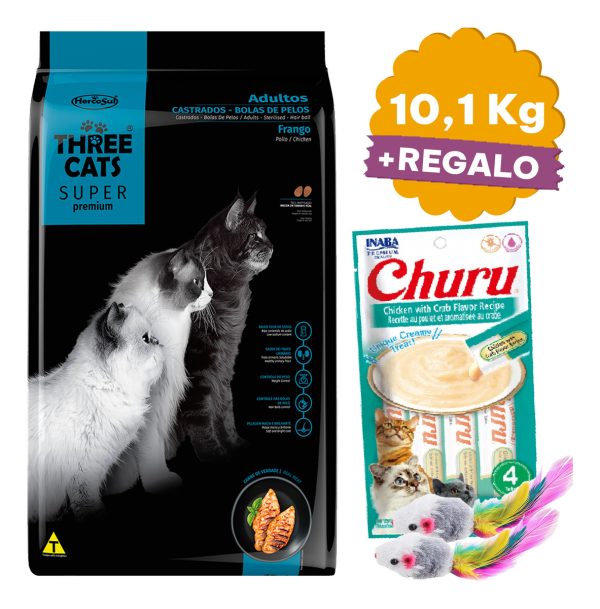 Three Cats Super Premium Castrado Bola De Pelos 10 Kg - Imagen 2