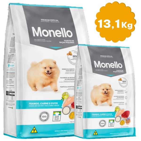 Monello Perro Cachorro Raza Pequeña / Pollo y Carne 13 Kg (10,1 + 3)