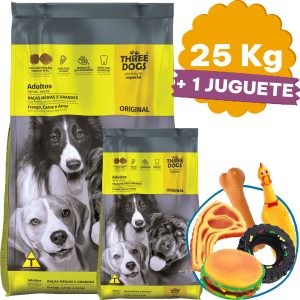 Three Dogs Original Perro Adulto Mediano y Grande 25 Kg (22 + 3)