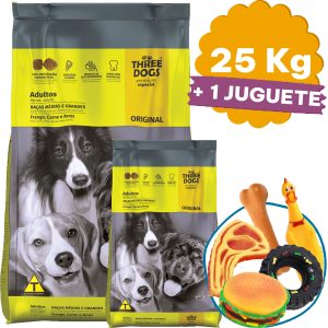 Three Dogs Original Perro Adulto Mediano y Grande 25 Kg (22 + 3)