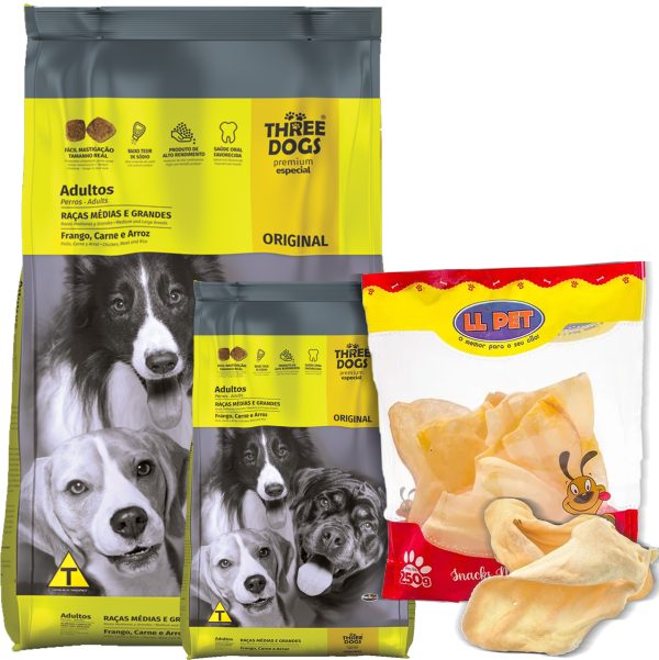 Three Dogs Original Perro Adulto Mediano y Grande 25 Kg (22 + 3)