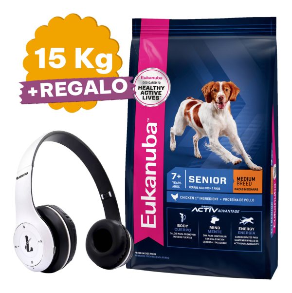 Alimento Eukanuba Senior Raza Mediana 15 Kg + Regalo - Imagen 2