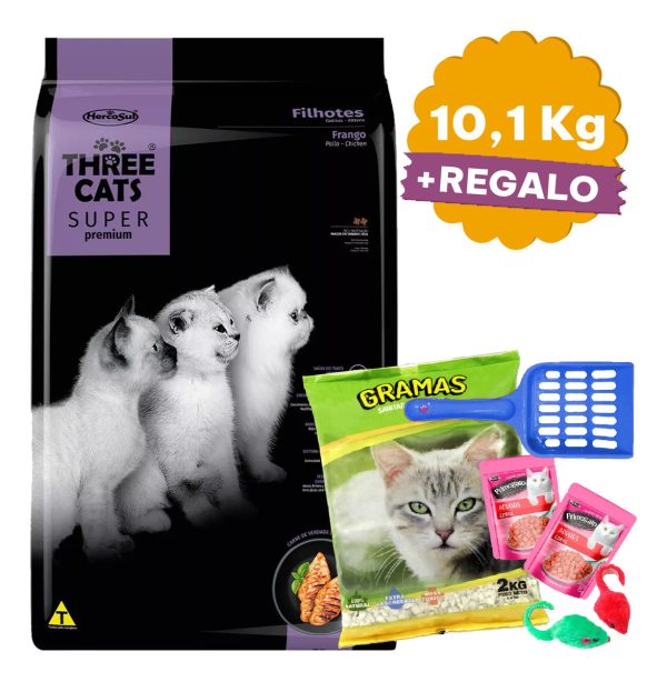 Alimento Three Cats Gatito Cachorro Super Premium 10,1 Kg - Imagen 2