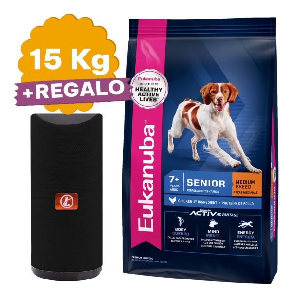 Alimento Eukanuba Senior Raza Mediana 15 Kg + Obsequio - Imagen 2
