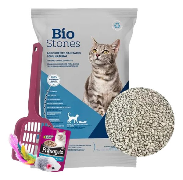 Piedras Sanitaria Para Gato Bio Stone Diatomita 45 Kg