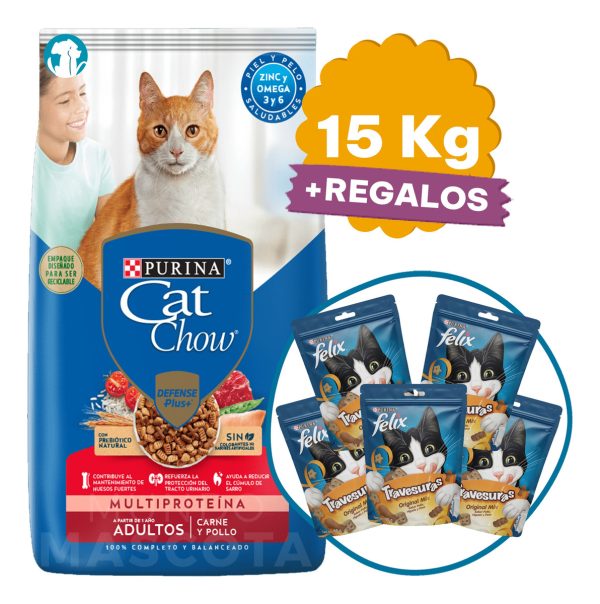 Comida Gato Adulto Purina Cat Chow Carne 18 Kg + Regalo - Imagen 2