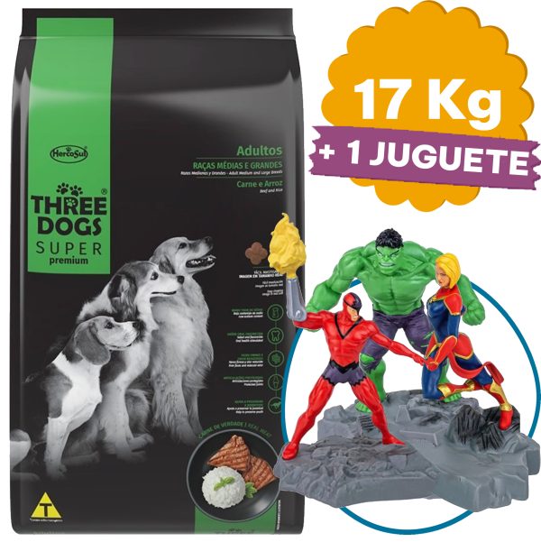 Three Dogs Perro Adulto Super Premium 17 Kg - Imagen 2