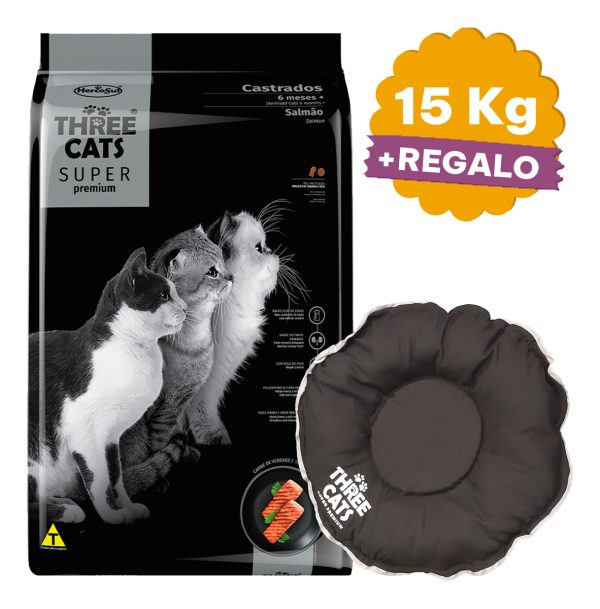 Alimento Three Cats Super Premium Gato Castrado 15 Kg - Imagen 2
