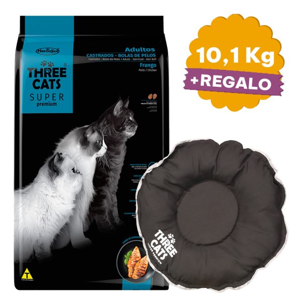 Three Cats Super Premium Castrado Bola De Pelos 10 Kg + Obse - Imagen 2