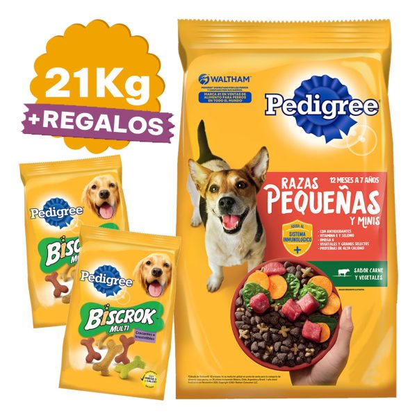 Comida Pedigree Perro Adulto Raza Pequeña 21 Kg + 2 Biscrock - Imagen 2