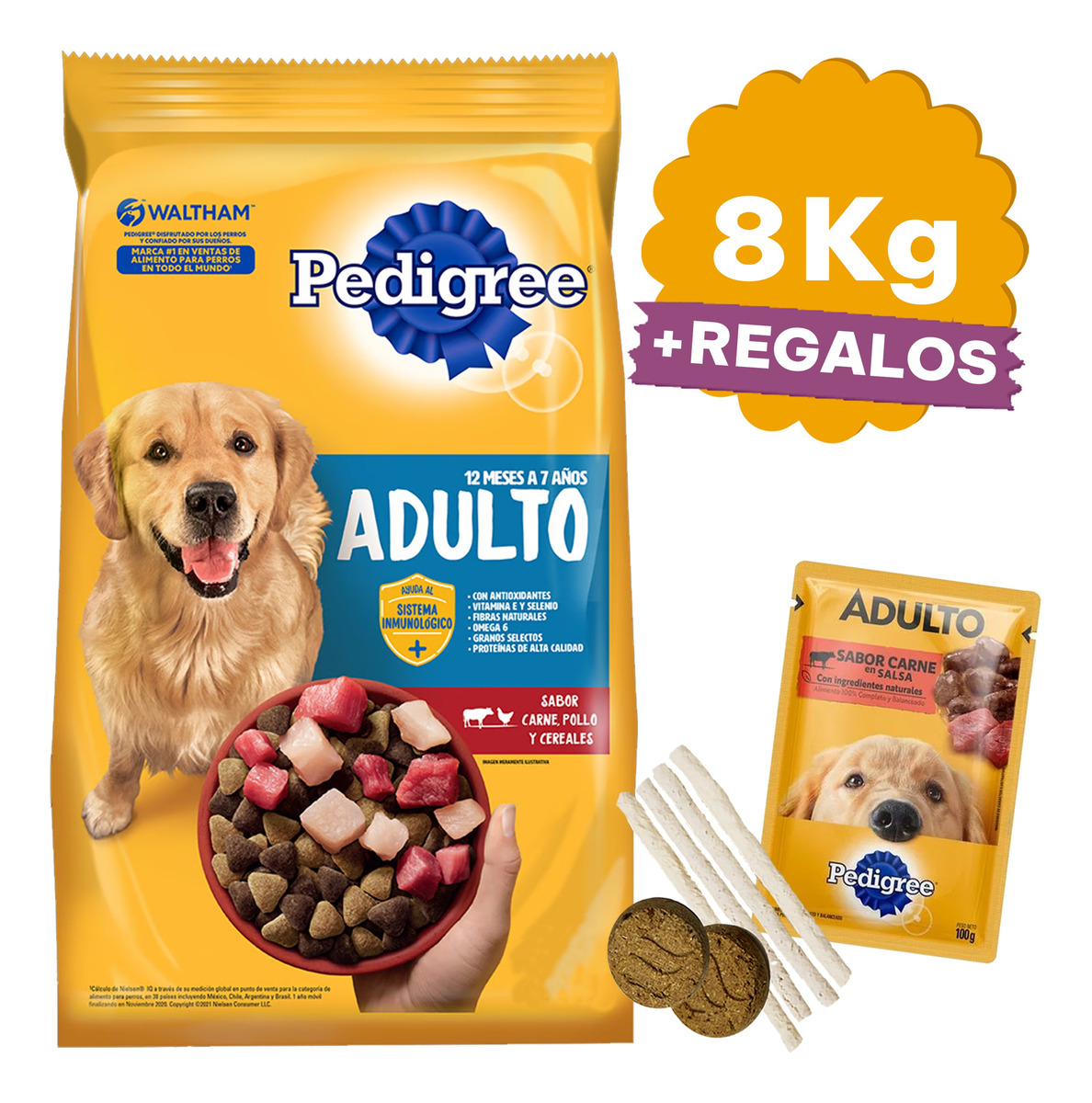 Comida Pedigree Perro Adulto Vegetales 8 Kg + Envío Gratis - Imagen 2