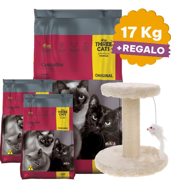 Alimento Gato Three Cats Original Castrado 15kg + Regalo - Imagen 2