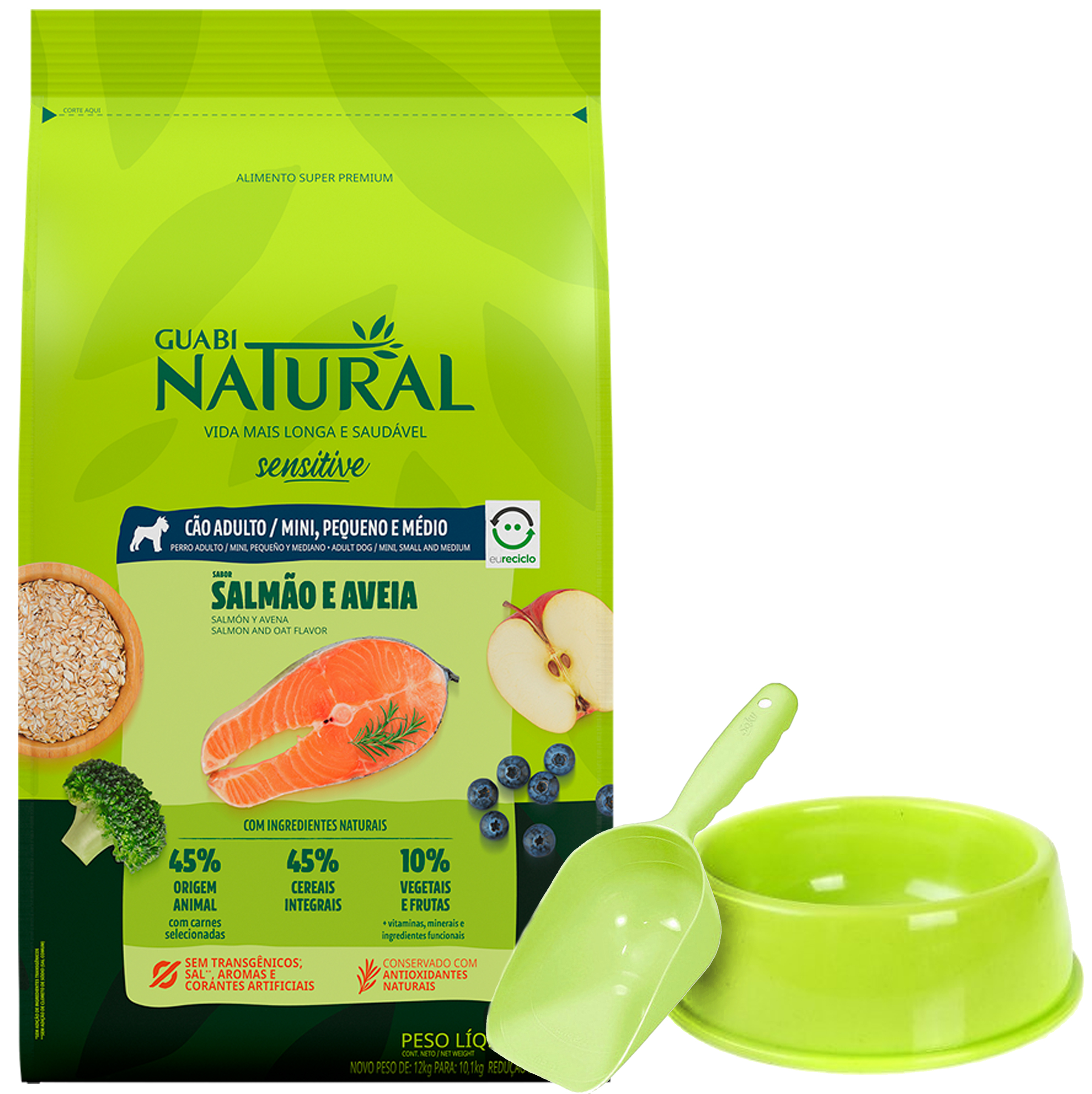 Guabi Natural Sensitive Skin Perro Adulto Raza Pequeña Salmón y Avena 10,1 kg